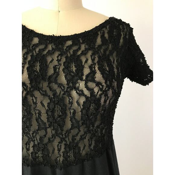 SIZE M/L 90s Black Lace Jumpsuit , Sheer Top Wide Leg Jumpsuit, Sexy Lounge - Picture 4 of 8